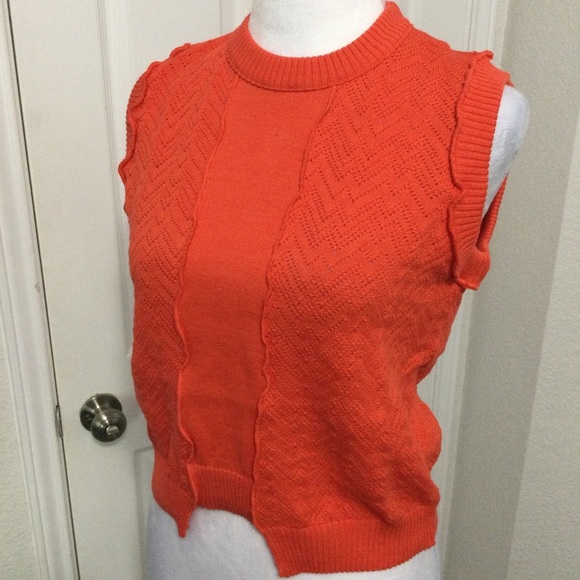 8 by Yoox Orange Sleeveless Knit Top Size M - Picture 7 of 11
